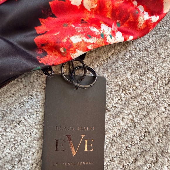 NWT Black Halo EVE Strapless Black and Roses Dress SZ 10 Womans High-Low Holiday - Picture 10 of 17